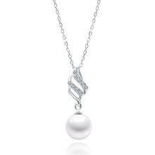 Srebrny naszyjnik pr.925 perła z cyrkoniami