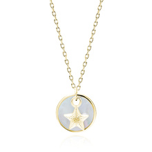 Srebrny pozłacany naszyjnik pr.925 gwiazda w kole z masą perłową