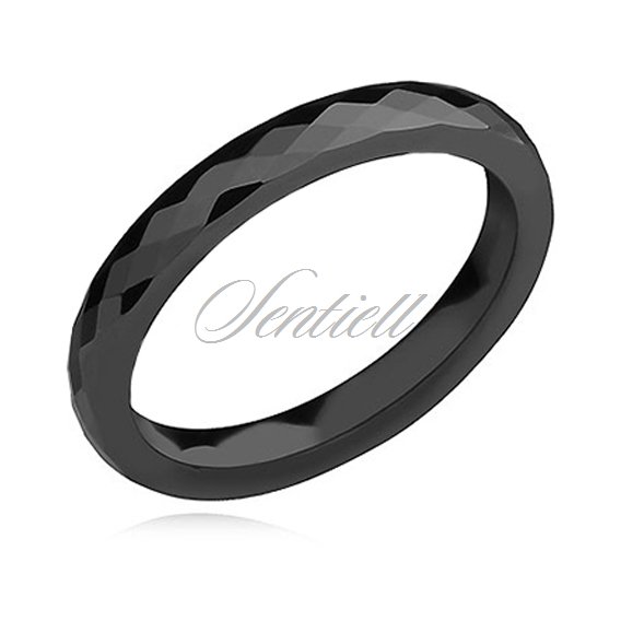 Czarny fasetowany pierścionek ceramiczny 3mm