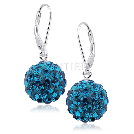 Kolczyki kulki 12mm blue zircon