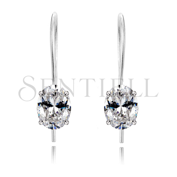 Srebrne kolczyki pr.925 Cyrkonia owalna 4mm x 6mm