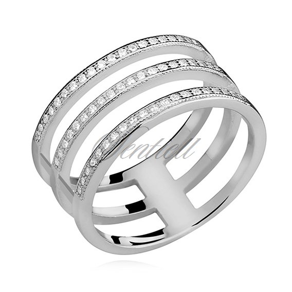 Srebrny, duży pierścionek pr.925 cyrkonia biała