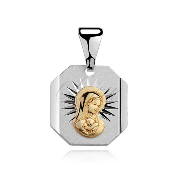 Srebrny medalik Matka Boska Madonna - pozłacany
