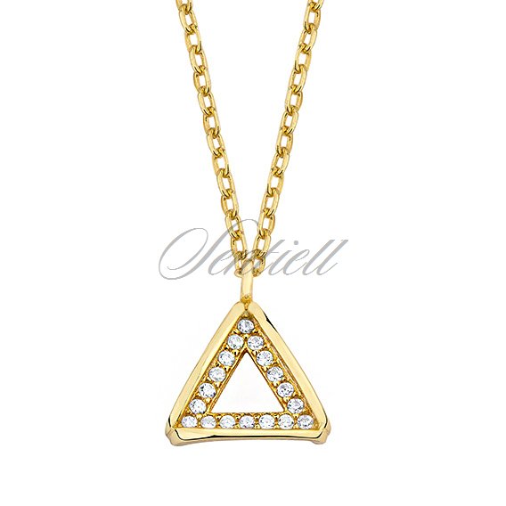 Srebrny, pozłacany naszyjnik pr.925 - trójkąt z cyrkoniami