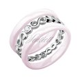 Dwa różowe pierścionki ceramiczne i pierścionek srebrny z cyrkoniami - Nieskończoność