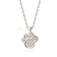 Srebrny naszyjnik pr.925 - pozłacana różowym złotem łapka pies / kot