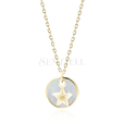 Srebrny pozłacany naszyjnik pr.925 gwiazda w kole z masą perłową